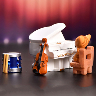 14款仿真乐器钢琴弓古筝爵士鼓哈克斯二胡琵琶书桌面装饰柜小摆件