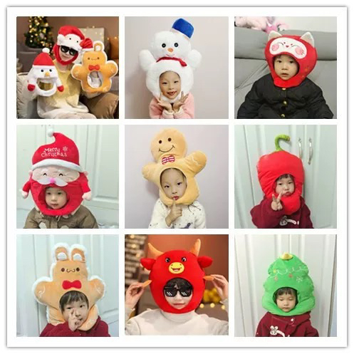 圣诞节圣诞树姜饼人老人雪人新年头套帽子礼物派对拍照装扮道具