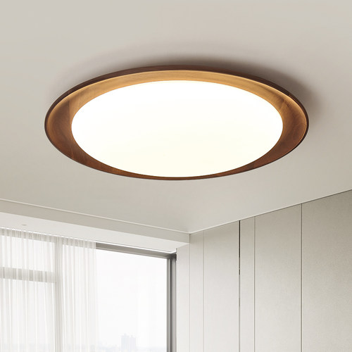 胡桃木现代简约家用卧室灯吸顶灯全光谱护眼新款圆形阳台过道灯具