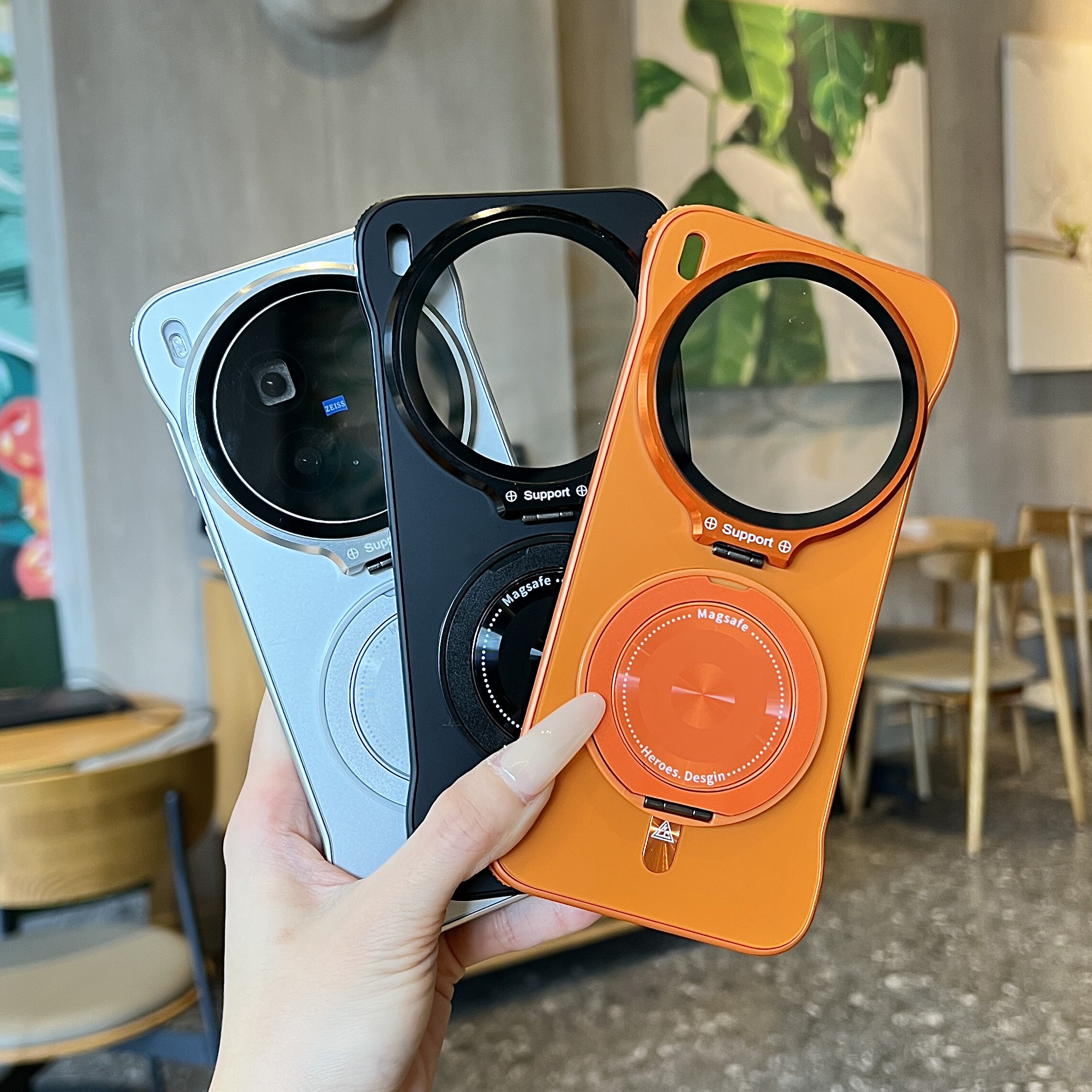 适用vivox300Ultra手机壳新款镜头支架vivox300磁吸无边框保护套旋转高级感x200Pro简约防摔简约炫金磨砂外壳