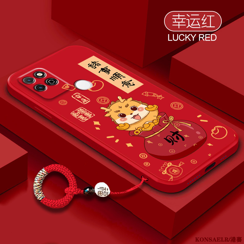 适用荣耀play7t手机壳诸事顺意龙年华为play4t镜头全包pro液态硅胶play5活力版可爱新年红6c防摔高级感保护套