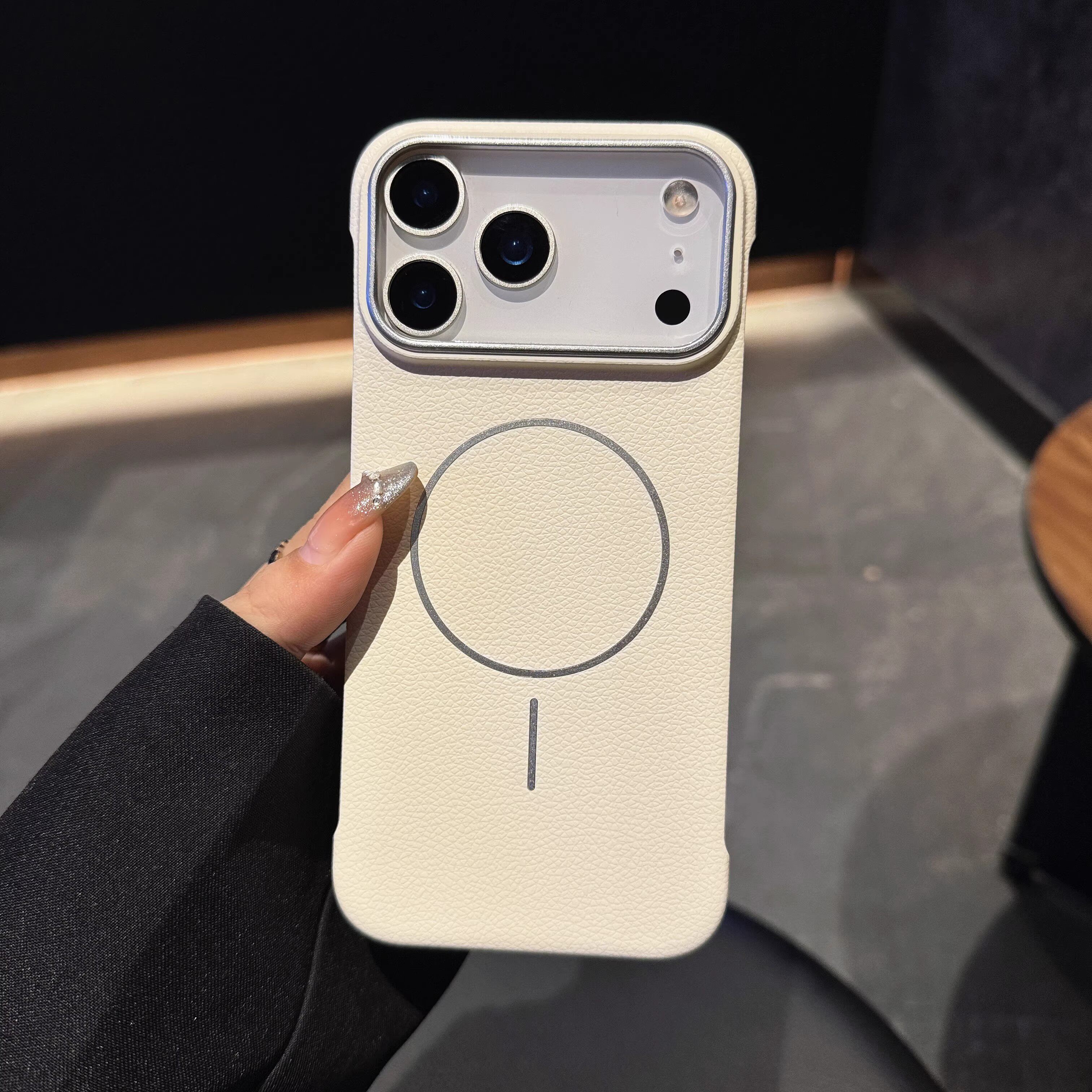 适用于新款苹果17ProMax手机壳超轻薄无边框16细圈磁吸magsafe充电专用iPhone15手机套素皮纹17Air半包14外壳