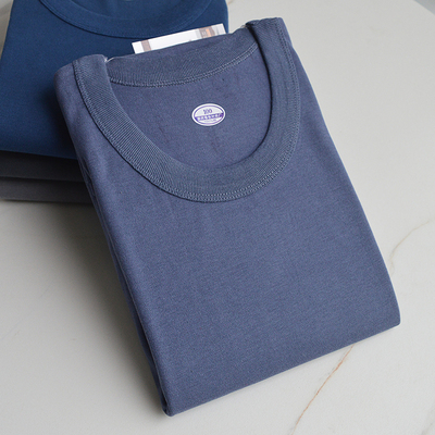 男士保暖内衣单件上衣秋冬纯棉打底内穿棉毛衫中老年爸爸全棉秋衣