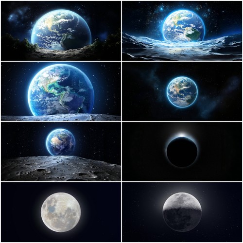黑色地球星球定制高清鱼缸贴纸