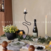 饰摆件创意异型曲线香薰烛台 中古蜡烛台烛光晚餐装 番茄森森 法式