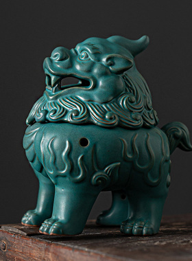 高脚狻猊陶瓷盘香炉倒流香薰炉