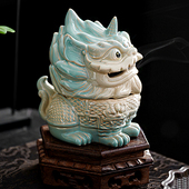 麒麟香薰炉盘香炉檀香沉香点香炉家用室内中式 禅意熏香陶瓷摆件