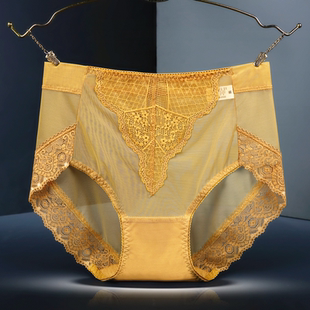头 纯棉裆三角裤 韩国女士内裤 中高腰柔软蕾丝性感网纱无痕舒适大码