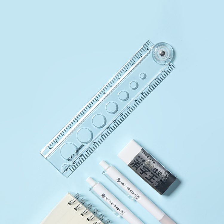 晨光透明简约折叠直尺30cm学生专用波浪尺便携式套尺15里面高透明