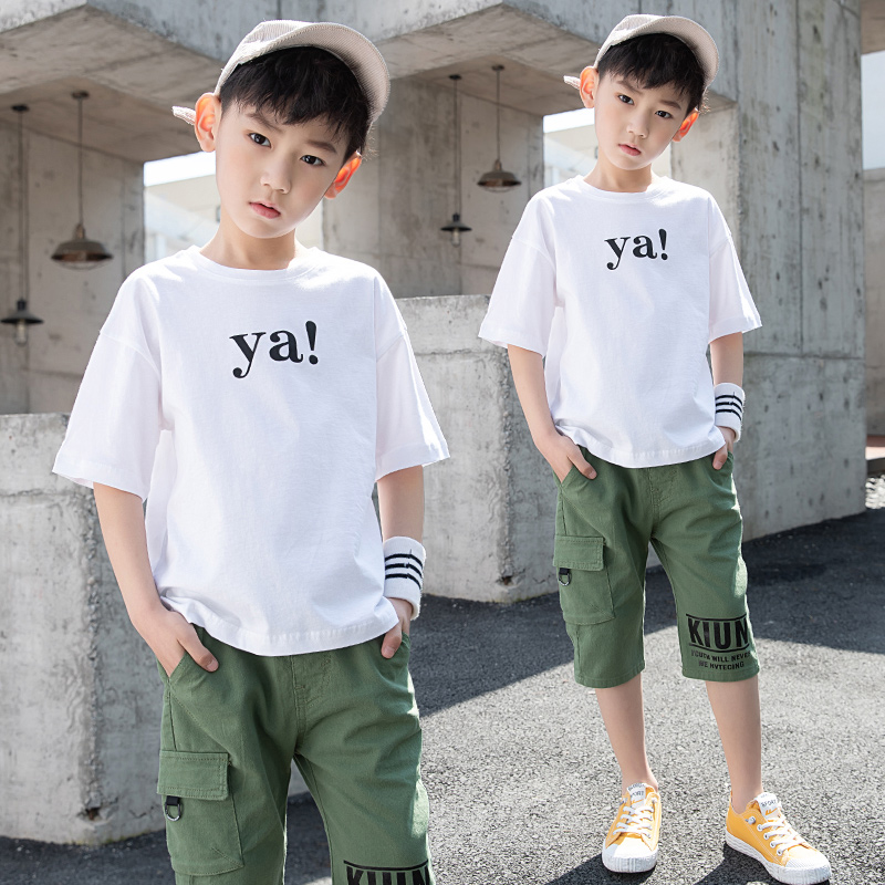 男童装夏装套装2019新款韩版帅洋气潮衣夏季大儿童纯棉短袖两件套