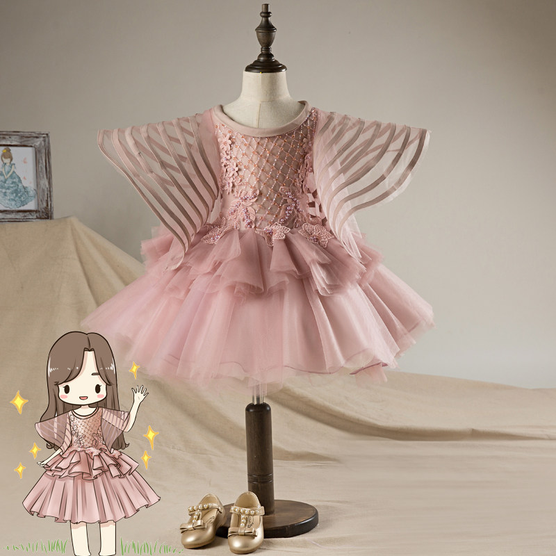2020新款粉色公主裙礼服婚纱花童生日连衣裙摄影蓬蓬裙儿童礼服裙
