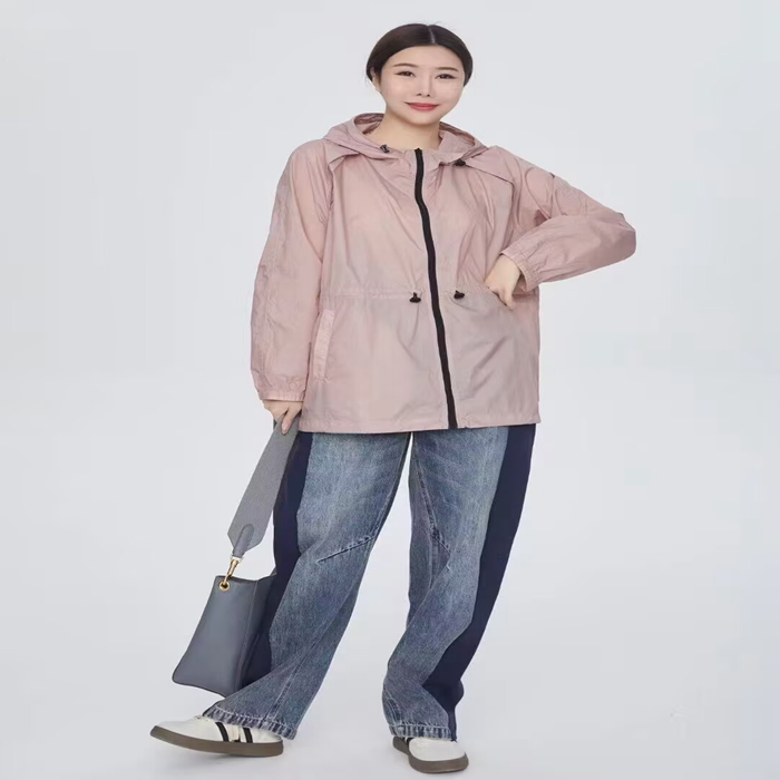 紫布语2025夏季新款甜美减龄文艺连帽中长款防晒衣外套女3453