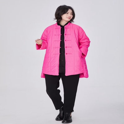 紫布语2025冬季新款简约时尚宽松新中式加厚立领棉服外套女635