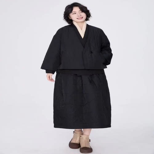翠色嘉人2026冬季新款甜美减龄切格棉连帽中长款棉服外套女85038