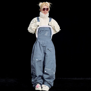 将军山滑雪服租赁，QLeo滑雪背带裤女加绒单板小个子套装，一套