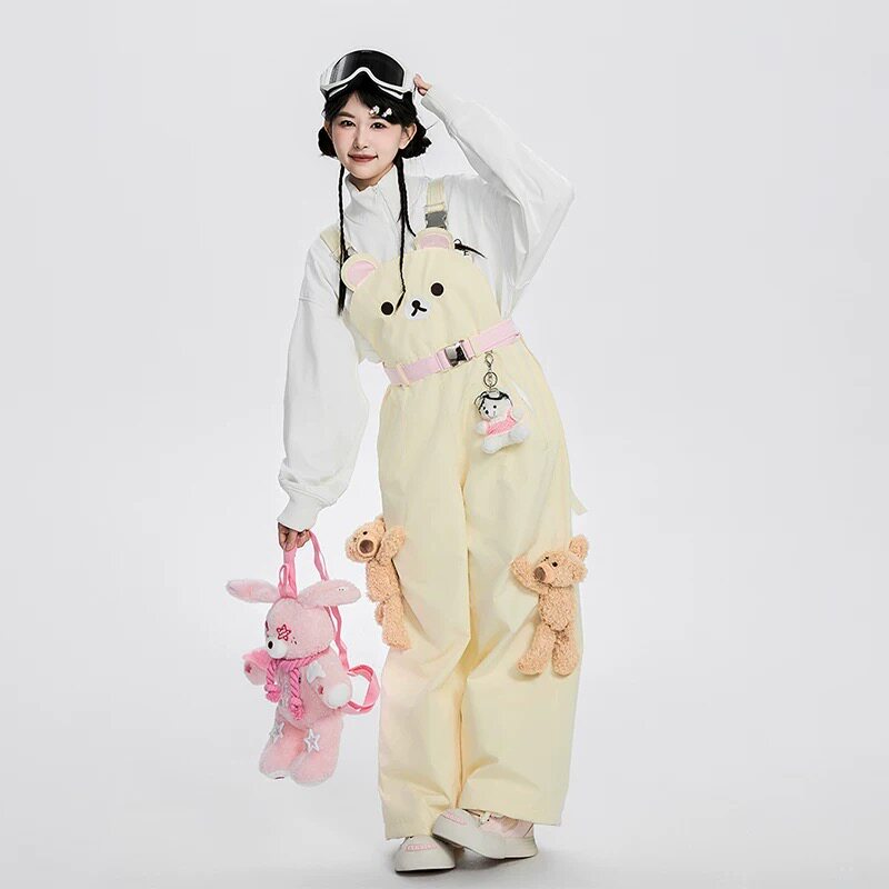将军山雪服租赁，热恋小蚂蚁可爱小熊背带裤防水防风加绒雪服套装