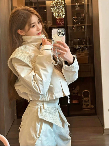 将军山雪服租赁，LDAB白色小香风滑雪服套装女秋冬新款，特价活动