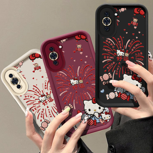 好运烟花猫咪适用华为Mate80手机壳meta70防摔Air新款全包mete60pro+保护套mata50por鼎桥m40外壳30pro男女MT