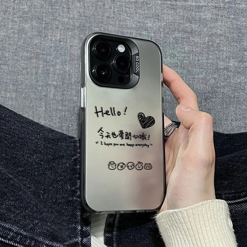 简约爱心适用苹果16promax彩银iPhone15pro手机壳14/13/12/11磨砂