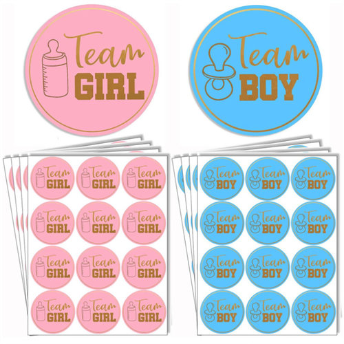 性别揭示圆形不干胶礼物游戏贴纸