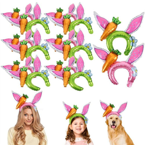 复活节主题胡萝卜兔耳朵气球发箍