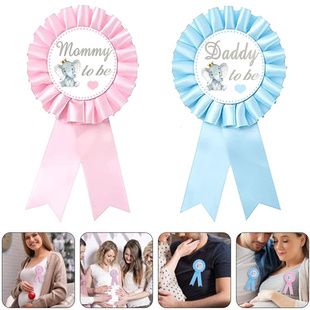 宝宝淋浴大象徽章mommy tobe准爸爸妈妈性别揭示秘聚会胸章 daddy