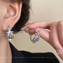 耳饰 气质几何耳钉高级感百搭新款 个性 银针锆石马蹄扣耳环时尚