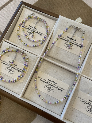 原创/春天气息扑面而来 s925银淡水珍珠彩色锆石手链项链两戴款