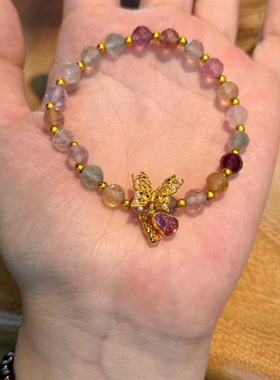 原创 金蝶栖萤 天然萤石蝴蝶元素手链