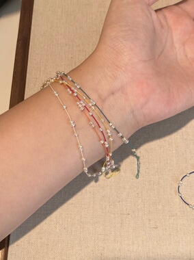 满天星手链 淡水珍珠多巴胺编绳手链