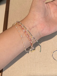 满天星手链 淡水珍珠多巴胺编绳手链