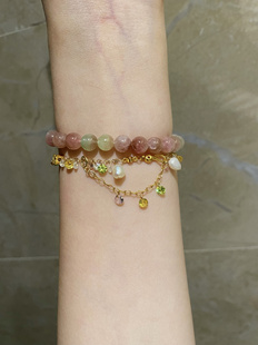 原创 流光溢彩锆石珍珠吊坠百搭手链 女