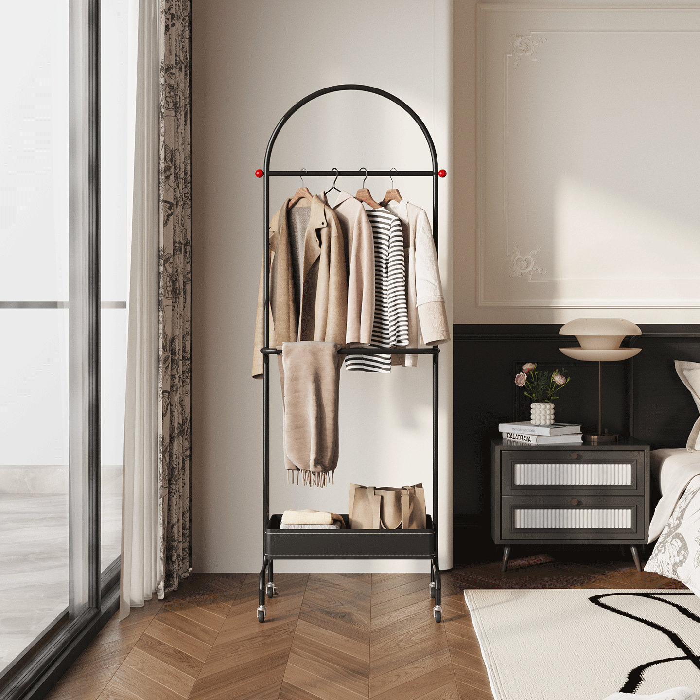 法式中古风可移动金属衣帽架