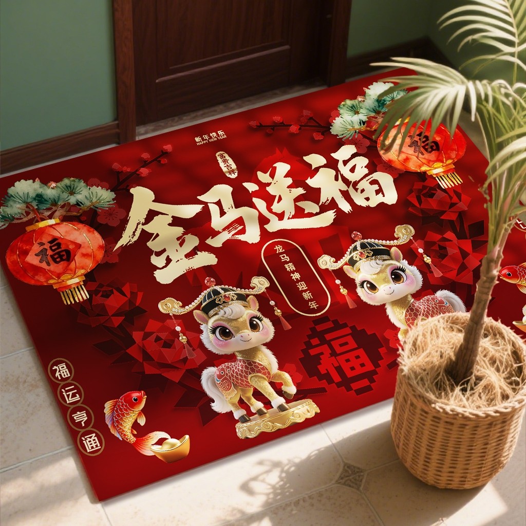 马年红色入户门口地垫硅藻泥防滑耐磨玄关进门脚垫新年入门地毯,居家布艺,入户地垫,淘宝优惠券,粉丝福利购,淘宝优惠卷