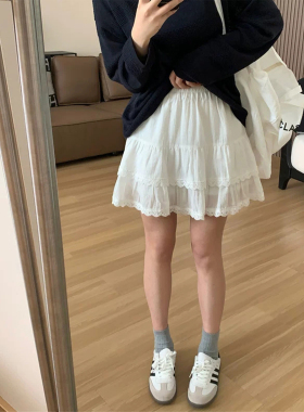 白色蕾丝半身裙女2026新款百搭蛋糕裙大码高腰显瘦防走光A字短裙
