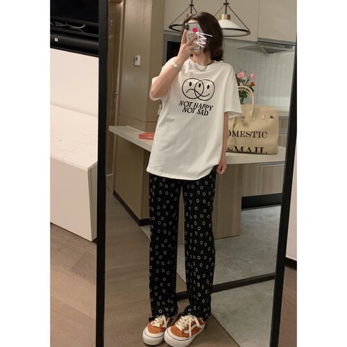 大码女装阔腿裤爱心直筒长裤