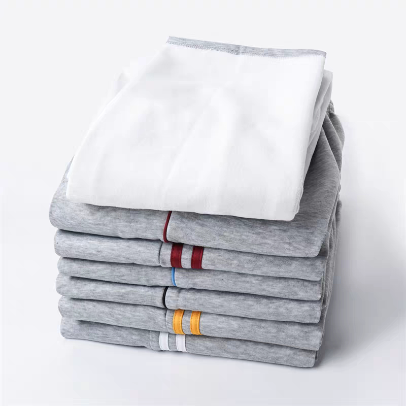 冬季宽条校服裤中小学生运动白条休闲直筒运动裤灰色加绒宽松长裤