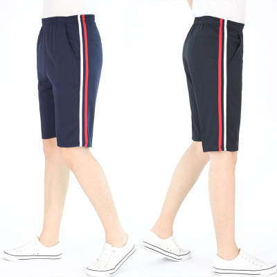 两道杠藏蓝黑色五分裤夏季新品