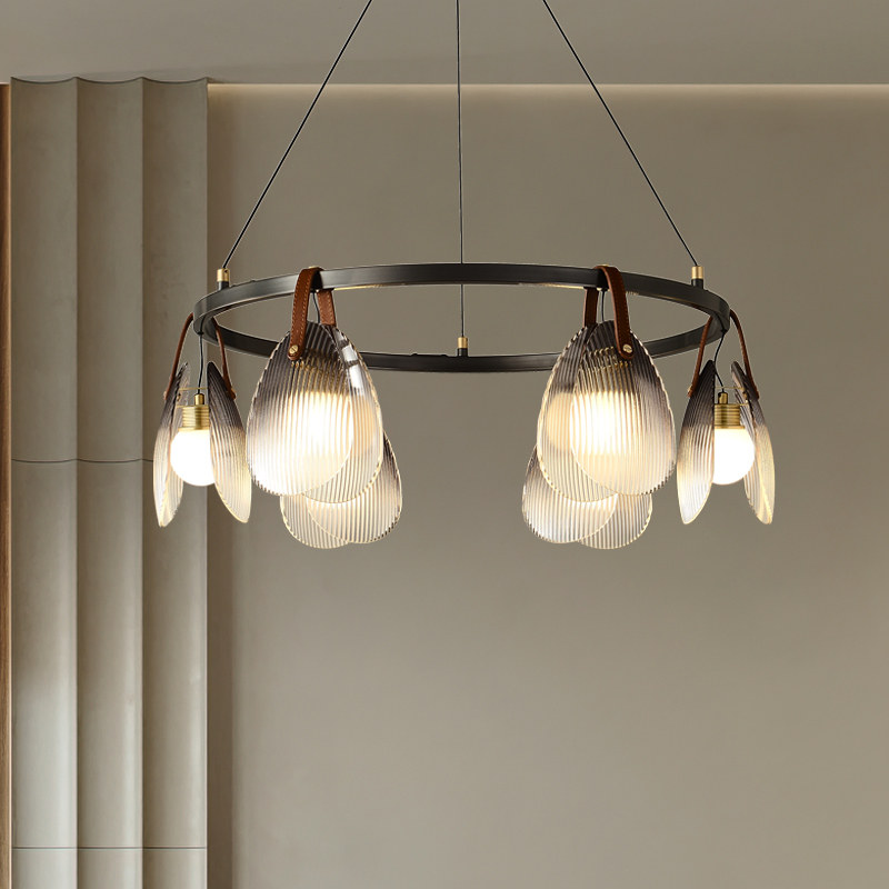 沃盈北欧贝壳吊灯客厅现代法式大气创意设计师餐厅灯卧室高级灯具
