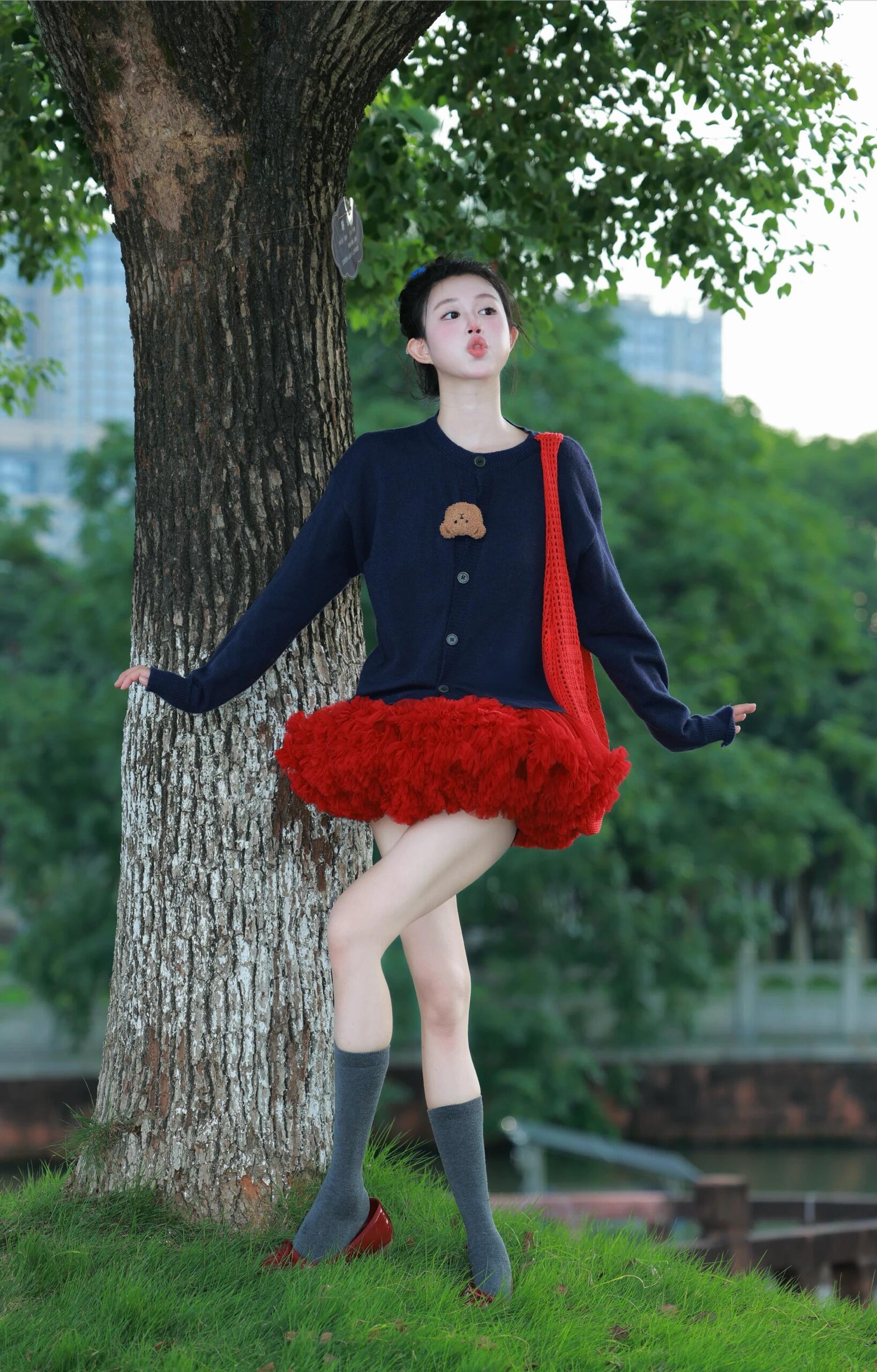红色裙酒红色蓬蓬纱公主风少女心芭蕾舞蹈短裙甜美JK裙大人tutu裙