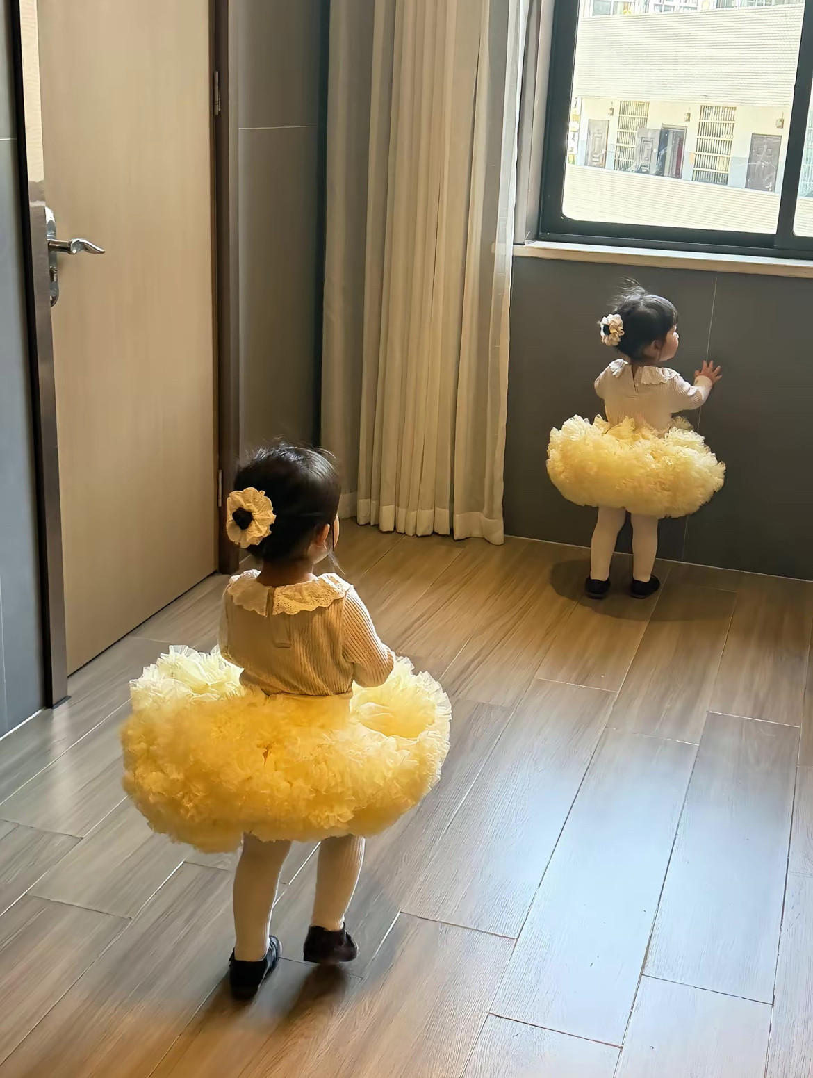 儿童蓬蓬裙网纱tuti裙加蓬加翘半身裙婴幼儿短裙公主裙子洋气黄色