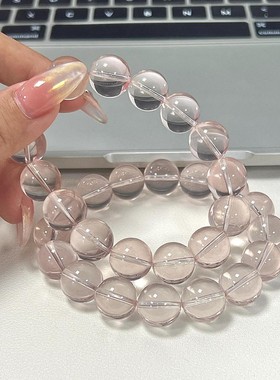 天然莫桑比克星光粉色粉晶手链女芙蓉石粉水晶手串送闺蜜礼物