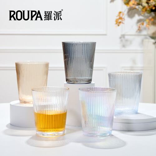 ROUPA罗派280ml玻璃咖啡杯竖条纹