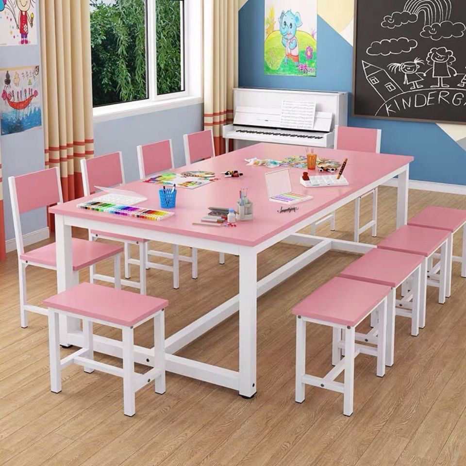 小学幼儿园彩色课桌椅儿童画室美术手工绘画桌补习培训桌画室桌子
