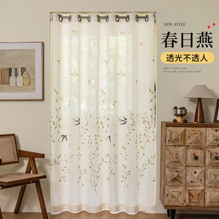 纱门帘窗帘遮挡帘免打孔2025新款 夏季 中古风隔断纱帘书房茶室玄关
