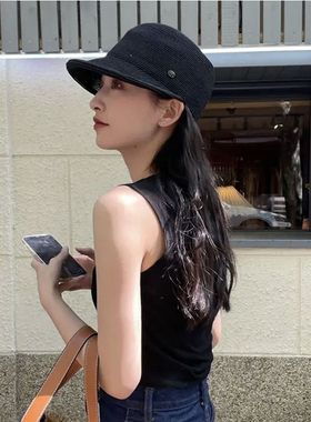 帽子女夏季日系草编短檐防晒