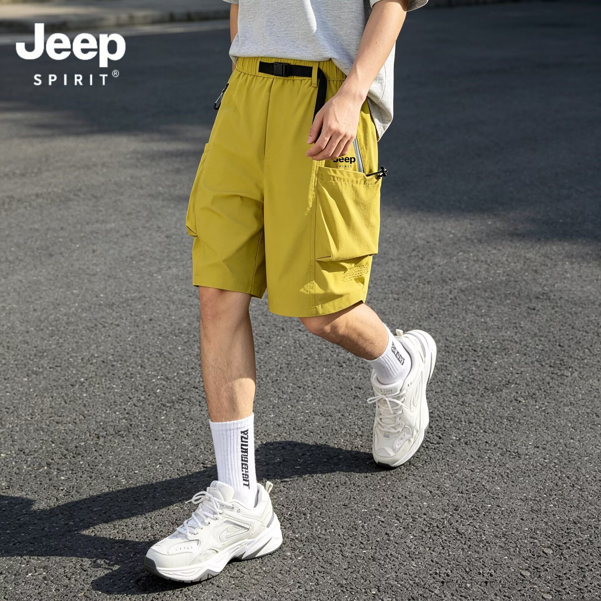 JEEP SPIRIT运动短裤男夏季潮牌青少年美式机能多口袋休闲五分裤