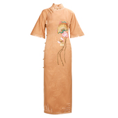 2604「卷舒菡萏」盖世红颜 中国风日常旗袍 有省 桑蚕丝 全开襟