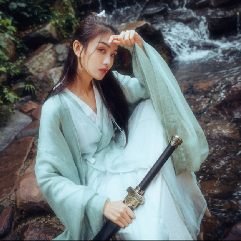清平调汉服女直裾大袖衫写真古装剑客女侠女东方不败仙女cosplay