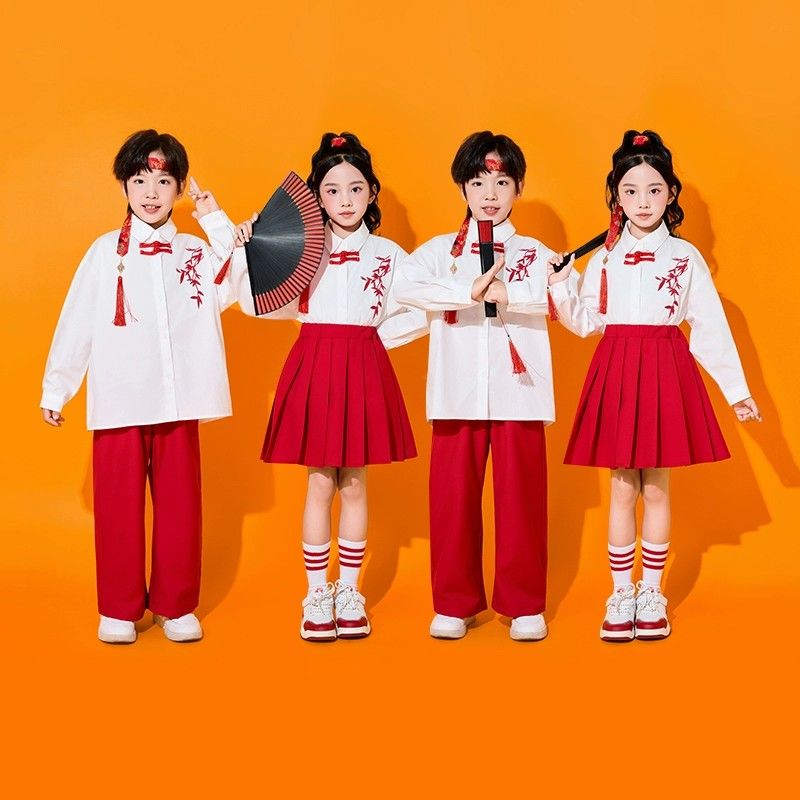 元旦儿童中国风演出服小学生运动会啦啦操啦啦队古装古风表演服装
